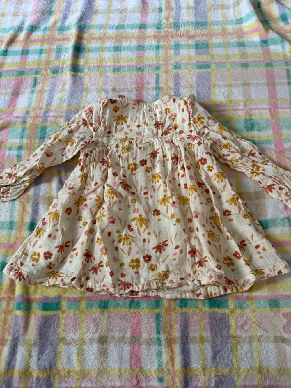 Angel Dear Cream Dress with Rust & Mustard Floral Print
